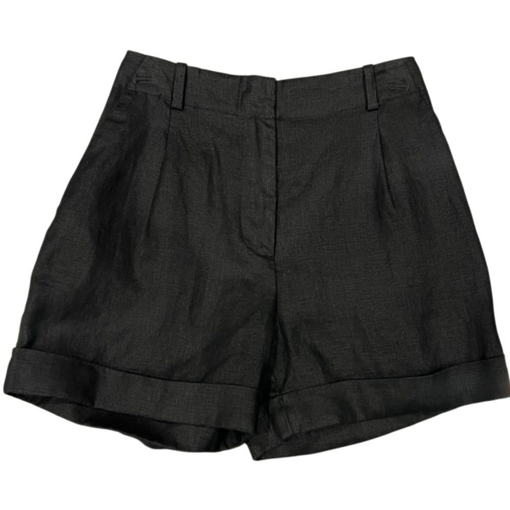 & Other Stories TAILORED LINEN SHORTS Black Size 2